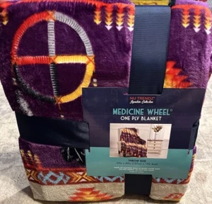 New Medicine Wheel Plush Throw Soft Blanket Dreamcatcher Sacred Hoop 50 X 60 - Picture 1 of 3