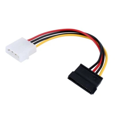 New 6-Inch Molex 4-Pin Male To SATA 15-Pin Female Power Adapter Cable - Image 1 of 2