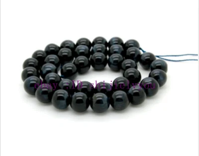 Cuentas sueltas redondas de piedra preciosa ojo de tigre azul tinta genuina de 6/8/10 mm hilo de 15"" Foto 1 de 4
