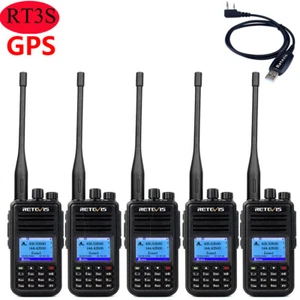 Retevis RT3S DMR Dual Band TDMA 2000mAh UHF/VHF Ham Walkie Talkies 5pack + USB - Zdjęcie 1 z 9