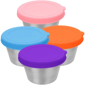 4 Pezzi Croccante Acciaio Inox Riutilizzabile Condimento Piatti Salsiera Ciotola - Foto 1 di 12
