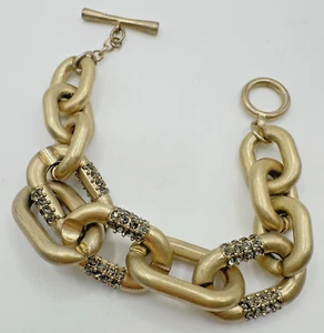 Kenneth Cole Chunky Gold-Tone Chain Link Bracelet Sz 6.5 with Rhinestone Accents - Picture 1 of 9