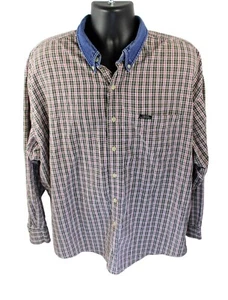 Vintage Ralph Lauren Chaps Men's XL Button Down Shirt Plaid LS Denim Collar - Picture 1 of 5