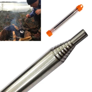 Retractable Stainless Steel Camping Survival Blow Fire Tube Fire Starter Tools - Picture 1 of 9