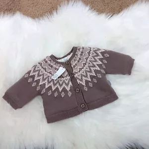 Gap Baby Fair Isle Cozy Cardigan Sweater Size 0-3mo. New - Picture 1 of 6