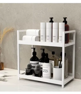 2 Tier Bathroom Shelf Organiser Storage Rack Large Counter Top - Picture 1 of 5