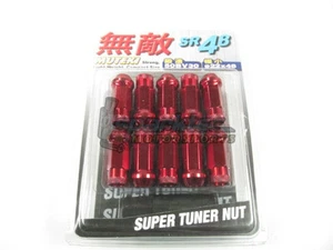 Muteki SR48 Extended Open Ended Wheel Tuner Lug Nuts Chrome Red 12x1.5mm NEW - Picture 1 of 1