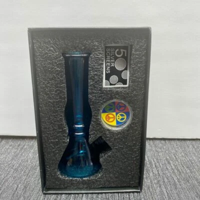 D&K Dengke Smoking box gift set - Glass Bong, Silver Screens & Plastic Grinder