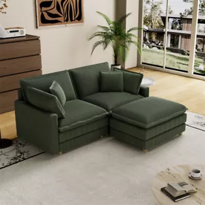Modern Deep Seat Modular Sectional Sofa 2-Seat Couch Convertible L Shaped Couch - Picture 1 of 11