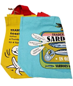 Combo Trader Joe's Cotton Canvas (Sardines) & (Waffle Tote Bag) - Picture 1 of 8
