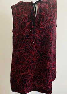 Tommy Hilfiger Womens Black & Red Floral Sleeveless Blouse S/P - Picture 1 of 8