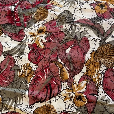 Vtg Fabric Cranston Print Works Schwartz Liebman Seashells Tropical Tiki 4 Yards - Image 1 of 4