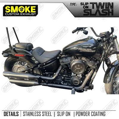 2018-2024 Exhaust Slip On Custom Harley Davidson Fit Dyna Street Bob M8 Black — 第 1/4 张图片