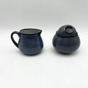 Vintage Sango Nova Concepts Eggplant Blue Creamer And Sugar Set - Picture 1 of 7