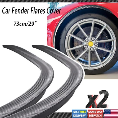 Car Truck Wheel Fender Flares Cover Carbon Fiber Trim Lips Strip Protector 2pcs - Image 1 of 4