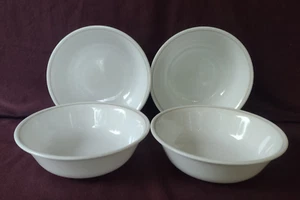 Vintage Corelle 6 1/4" Soup/Cereal Bowls Tan Rim/Stripe - Set of 4 - Picture 1 of 14