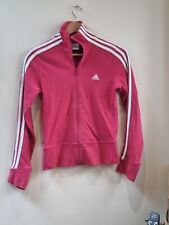 Women's Adidas Pink Zipped Sports Tracksuit Top, Jacket, UK 8, 100% Cotton