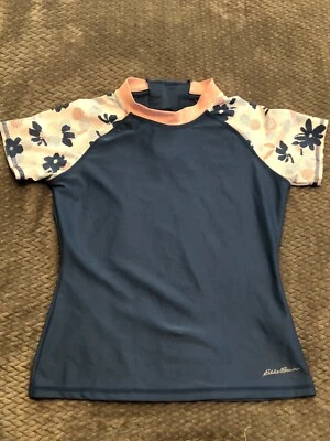 Eddie Bauer Rash Guard Swim Shirt Girls Medium 10/12 Pink Zipper - Image 1 of 4