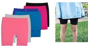 6 12 pk Girls Seamless Long BoyShorts Plains Designs Shorts Mutli-Color Lot S~L - Picture 1 of 13