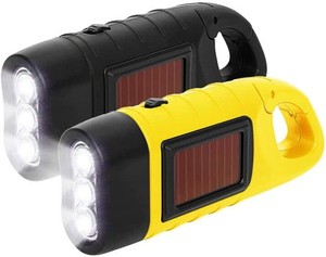 Hand Crank Solar Powered Flashlight Emergency Rechargeable LED Flashlight Torch
