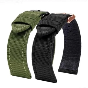 Sport Colorful Watch Bands Leather Bottom Canvas Durable Strap Clasp 16-24mm - Picture 1 of 35