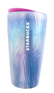 Starbucks Ceramic Tumbler 2022 Pearl Blue Teal with Lid Hot Cold Beverages 12 oz - Picture 1 of 10