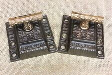 2 Old Cabinet Catches Cupboard Latches Flower Brass T Knob Windsor Vintage Clean