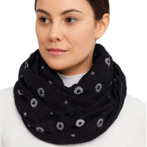 Sciarpa Infinity nera con stampa a pois a bolla nuova senza etichetta - Foto 1 di 6