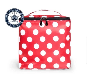 NEW W/ Tags Lug Dolly Tall Cosmetic Bag or Lunch Tote Red W/ White Polka Dots - Picture 1 of 8