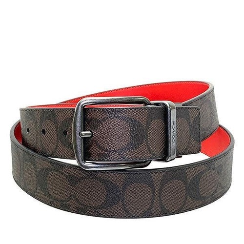 Coach Set Regalo Uomo Boxato Imbracatura Targa Cintura Reversibile In Tela Firmata