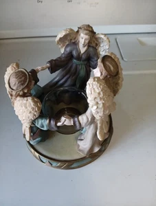 Unique Innovation Art Vintage Faith HOPE Love Angel Resin Candle Holder 1998  - Bild 1 von 8