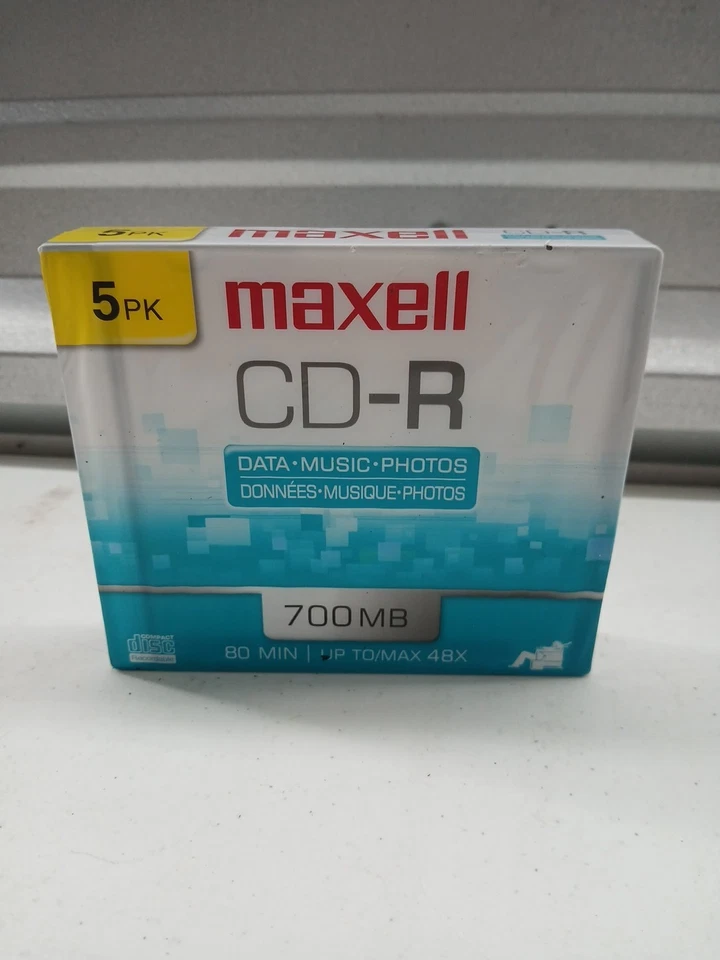 Maxell CD-R Blank Maxdata 80 Min each CDs, 48x max. 700mb  5 Pk - NEW SEALED - Image 1 of 1