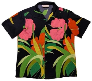 Camicia hawaiana vintage WALTAH CLARKE'S anni 60 70 floreale colletto discoteca grande L - Foto 1 di 9