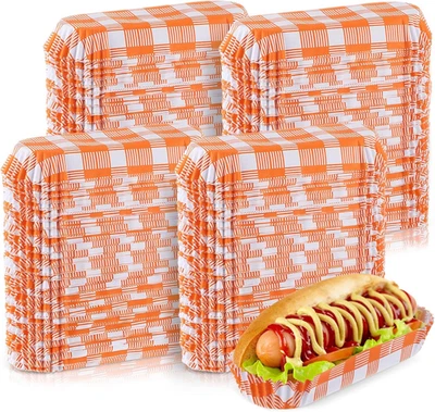 300 Pcs Paper Hot Dog Trays Halloween 6 Inch Food Trays Concession Stand Supplie - Image 1 of 4