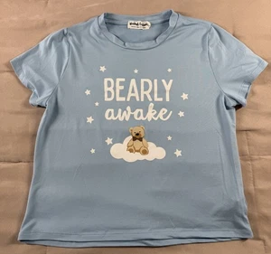 Weekend Edition Girls Short Sleeve Pullover Bearly Awake T Shirt Blue Size XL - Picture 1 of 8
