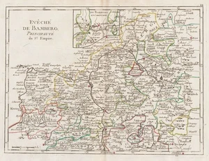 Bamberg Coburg Kronach Forchheim Erlangen mapa mapa Le Rouge grabado en cobre 1756 - Imagen 1 de 1