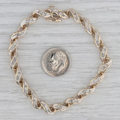 7CT Baguette Lab-Created Diamond Women's Tennis Bracelet 14K Yellow Gold Plated - Image 1 of 4