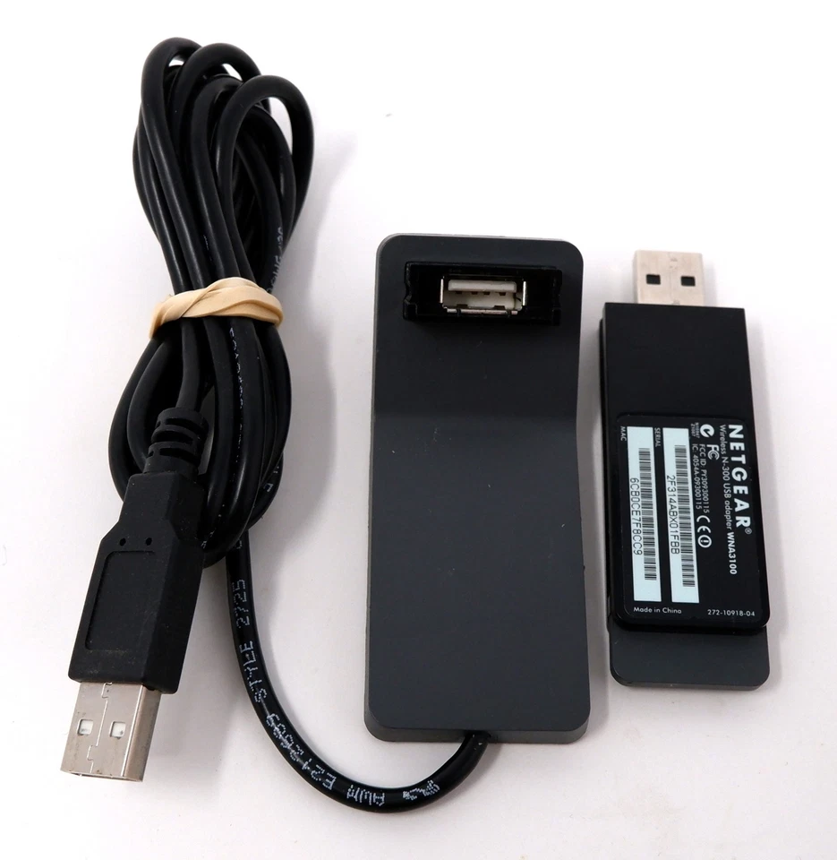 NETGEAR WNA3100 2.4GHZ WIRELESS B/G/N N-300 USB 2.0 WIFI ADAPTER W/STAND - NICE! - Image 1 of 1