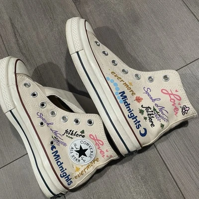 Taylor Swift Eras Midnights 1989 Red Tour Converse Shoes Sneakers US 8 UK6 - Image 1 of 4