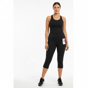 NWT Made For Life Secretly Slender Womens 3X Black Capri Leggings Wide Waistband - Picture 1 of 6