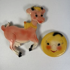 Vintage "und die Kuh sprang über den Mond" Wanddeko aus Kreideware ~ schwer zu finden! - Bild 1 von 7