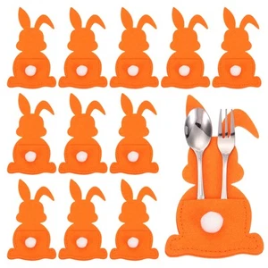 5.9x3.2" 36Pcs Easter Bunny Utensil Cutlery Holder, Orange - Picture 1 of 6