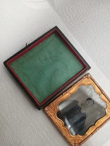 1861 AMBROTYPE Bürgerkrieg Frau mit versteckter Notiz Nachricht & Haar Fototasche B12 - Bild 1 von 6