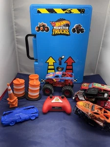 Hot Wheels LOT Monster Trucks Remote Control Extra Bodies Parts Case Included - Picture 1 of 23