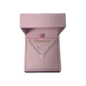 Set orecchini collana argento sterling 925 zirconi diamanti 18" nuovi - Foto 1 di 6