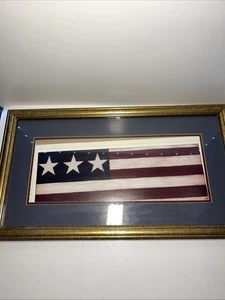 "Bandera estadounidense Warren Kimble 1993 con marco de madera dorada impresión 25""x14""" - Imagen 1 de 8