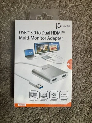 J5 CREATE USB 3.0  to Dual HDMI Multi-Monitor Adapter JUA365 **NEW** - Image 1 of 2