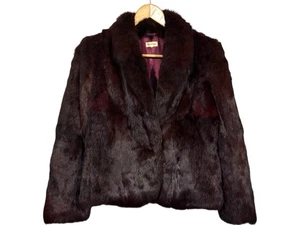 Vintage Echt Pelz Origin France gefärbtes Kaninchenfell Kurzmantel Jacke Damen Gr. M - Bild 1 von 11