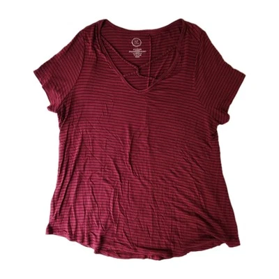 Camiseta Maurice's Manga Corta 24/7 Cris Cruz Cuello en V Talla Granate Rayas Talla 1 Foto 1 de 4