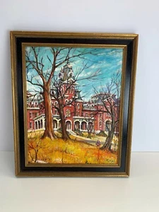 Pintura al óleo original de colección vívida escuela de Tennessee para ciegos arte enmarcado  - Imagen 1 de 4